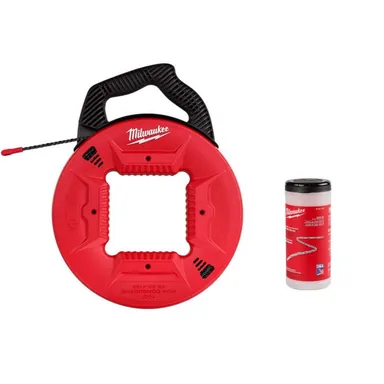 Milwaukee 48-22-4165-48-22-4138, bundle: 100 ft. Polyester Fish Tape with Non-Conductive Tip with Poly Pull Line with Red Tracer