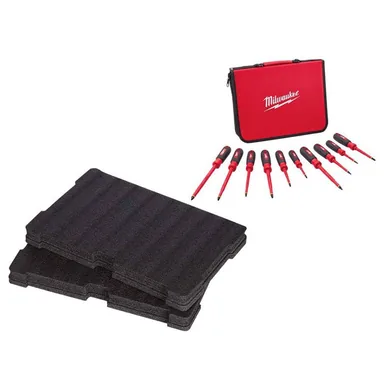 Milwaukee 48-22-2210-48-22-8451, bundle: 1000-Volt Insulated Screwdriver Set and Case with PACKOUT Tool Box Customizable Foam Insert (11-Piece)