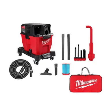 Milwaukee 0920-20-49-90-2026-49-90-2019, bundle: M18 FUEL 9 Gal. Cordless Dual-Battery Wet/Dry Shop Vacuum with AIR-TIP 1-1/4 in. - 2-1/2 in. Right Angle Tool and Bag