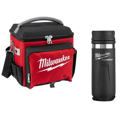 Milwaukee 48-22-8250-48-22-8395B, bundle: 21 Qt. Soft Sided Jobsite Lunch Cooler with PACKOUT Black 18 oz. Insulated Bottle with Sip Lid