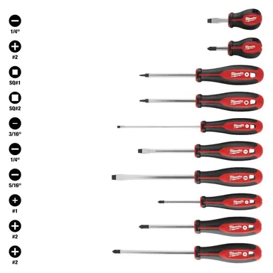 Milwaukee 48-22-2710, unpowered: Combination Screwdriver Set (10-Piece)