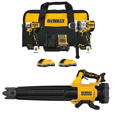 DeWalt DCK2101QQ2W722B, bundle: 20-Volt MAX Lithium-Ion Cordless 2-Tool Combo Kit and Cordless Handheld Blower with (2) 4 Ah Batteries Charger & Kit Bag
