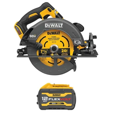 DeWalt DCS578BWDCB6112, bundle: FLEXVOLT 60-Volt MAX Lithium-Ion Cordless Brushless 7-1/4 in. Circular Saw with Brake with FLEXVOLT 12.0 Ah Battery Pack
