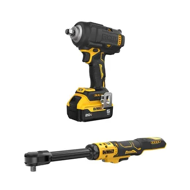 DeWalt DCF891PBP1W13EB, bundle: 20V MAX XR Lithium-Ion Cordless 1/2 in. Impact Wrench & ATOMIC 3/8 in. Extended Reach Ratchet w/ 5 Ah Battery & Charger