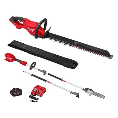 Milwaukee 3034-20-3016-21PS, bundle: M18 FUEL 18V 24 in. Brushless Cordless Battery Powered Hedge Trimmer Kit w/ M18 FUEL 10 in. Pole Saw Kit w/ QUIK-LOK