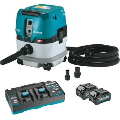 Makita GCV02PMX, kit: Makita GCV02PMX 40V max XGT Brushless Cordless 2.1 Gallon HEPA Filter Dry Dust Extractor Kit, AWS Capable (4.0Ah)