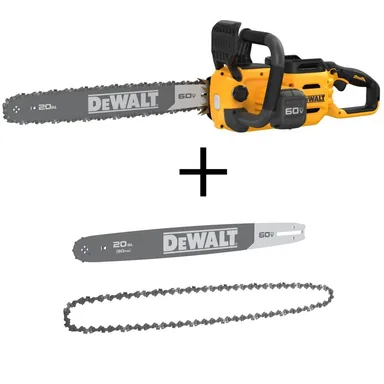 DeWalt DCCS677BW20T620, bundle: FLEXVOLT 60V MAX 20 in. Brushless Cordless Battery Chainsaw (Tool with Case Only) and Case w/ Extra 20 in. Bar and Chain
