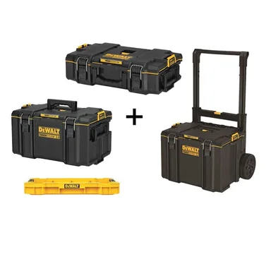 DeWalt DWST08165005010, accessory: TOUGHSYSTEM 2.0 22 in. Small Tool Box, 22 in. Large Tool Box, 24 in. Mobile Tool Box, and Shallow Tool Tray