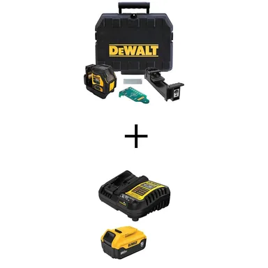 DeWalt DCLE34021BW205C, bundle: 20V Lithium-Ion Green Cross Line Laser Level with 20V MAX XR 5.0 Ah Battery Pack and Charger