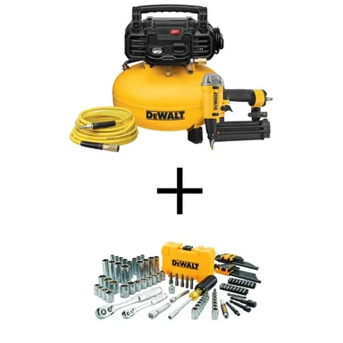 DeWalt DWFP1KITW73801, unclassified: 6 Gal. 165 PSI Heavy-Duty Electric Pancake Air Compressor, 18GA Brad Nailer, and Mechanics Tool Set (108-Piece)
