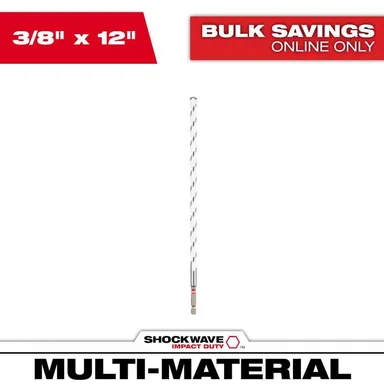Milwaukee 48-20-8891, accessory: 3/8 in. x 12 in. SHOCKWAVE Impact Duty Carbide Multi-Material Drill Bit
