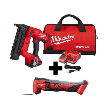 Milwaukee 2746-21CT-2626-20, bundle: M18 FUEL GEN II 18-Volt 18-Gauge Lithium-Ion Brushless Cordless Brad Nailer Kit with M18 Oscillating Multi-Tool