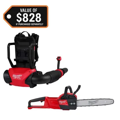 Milwaukee 3009-20-2727-20, bundle: M18 FUEL 155 MPH 650 CFM 18V Brushless Cordless Dual Battery Backpack Blower with 16 in. Chainsaw (2-Tool)
