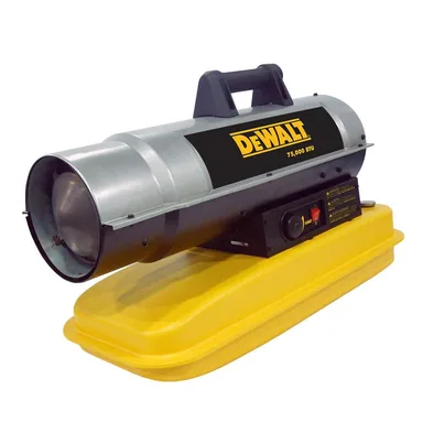 DeWalt DXH75KT, standalone tool: 75,000 BTU Forced Air Kerosene Outdoor Torpedo Space Heater (1,750 sq. ft. Heating Area)